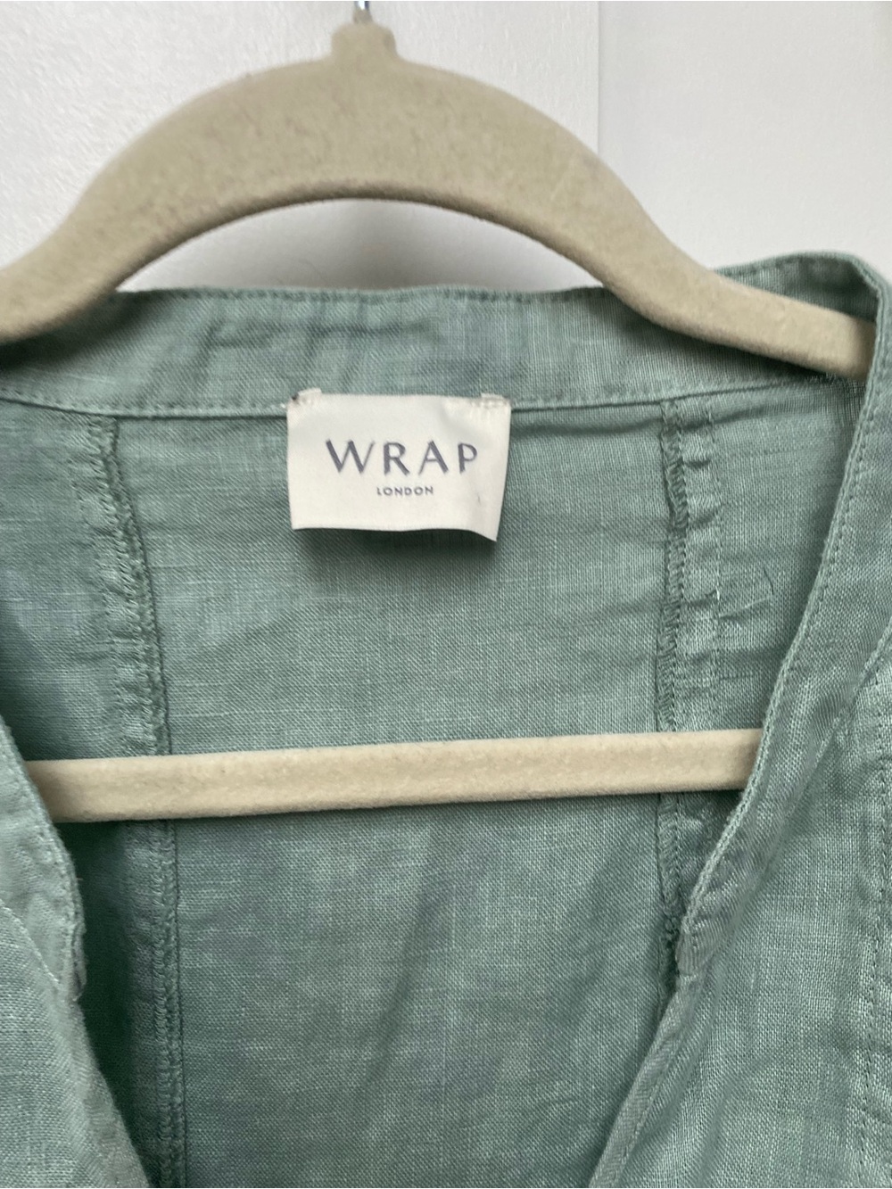 Wrap London Sage Green V-Neck Midi Dress with Puff Sleeves - Picture 5 of 8